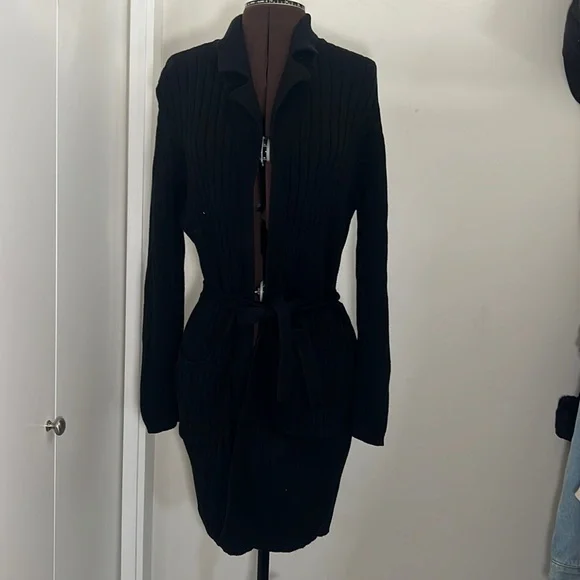 Jessica Robe Sweater with Tie Up and Ribbed Texture - Picture 3 of 10